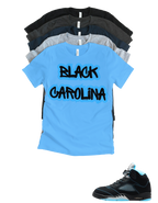 Custom Printed Shirt To Match Jordan 5 Black Carolina Graffitti Sneaker Tee