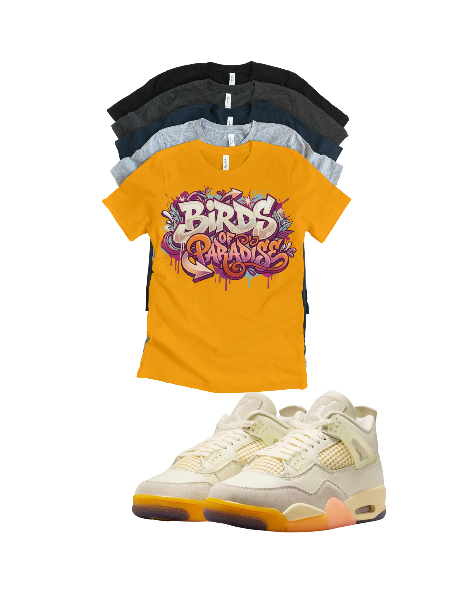 Jordan 4 Birds of Paradise Graffti matching T-shirt sneaker head tee