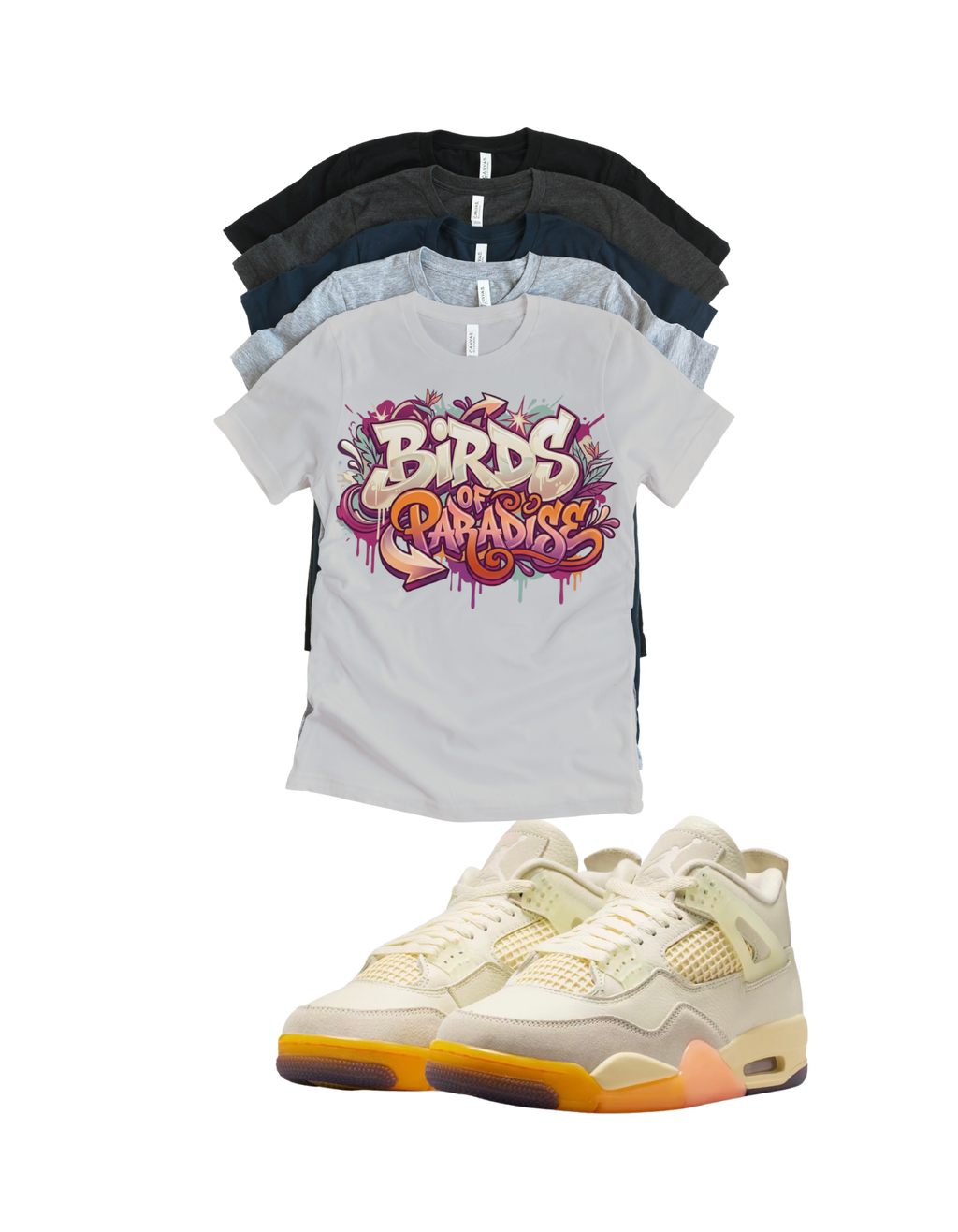 Jordan 4 Birds of Paradise Graffti matching T-shirt sneaker head tee