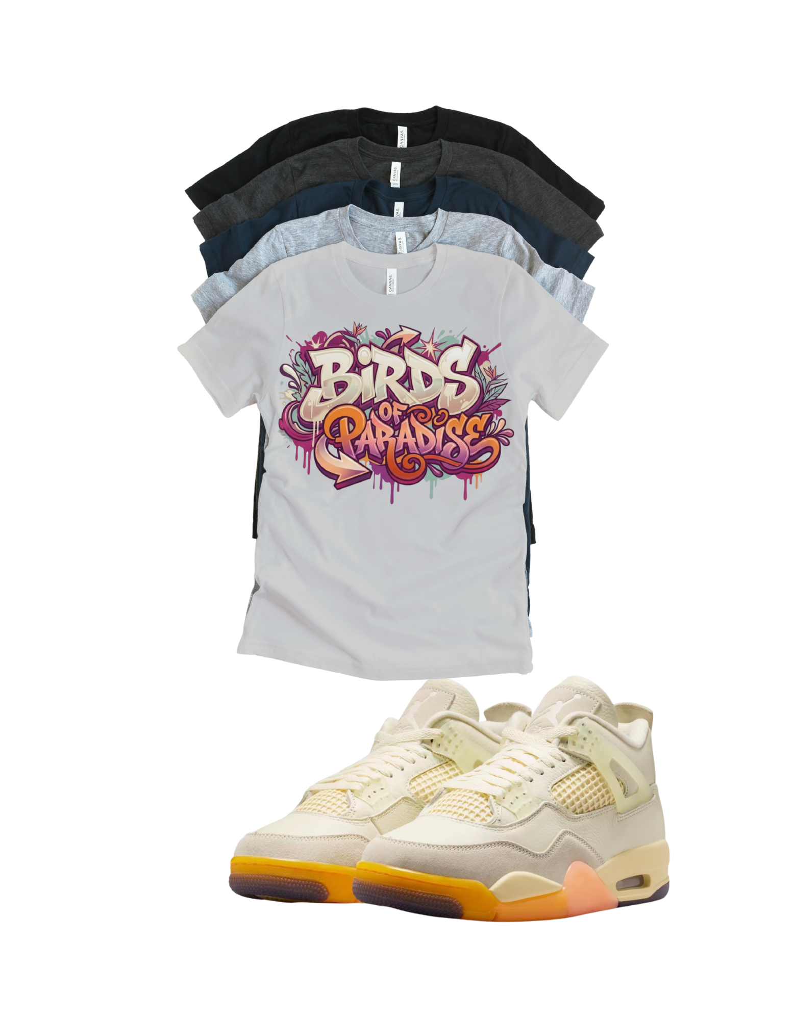 Jordan 4 Birds of Paradise Graffti matching T-shirt sneaker head tee
