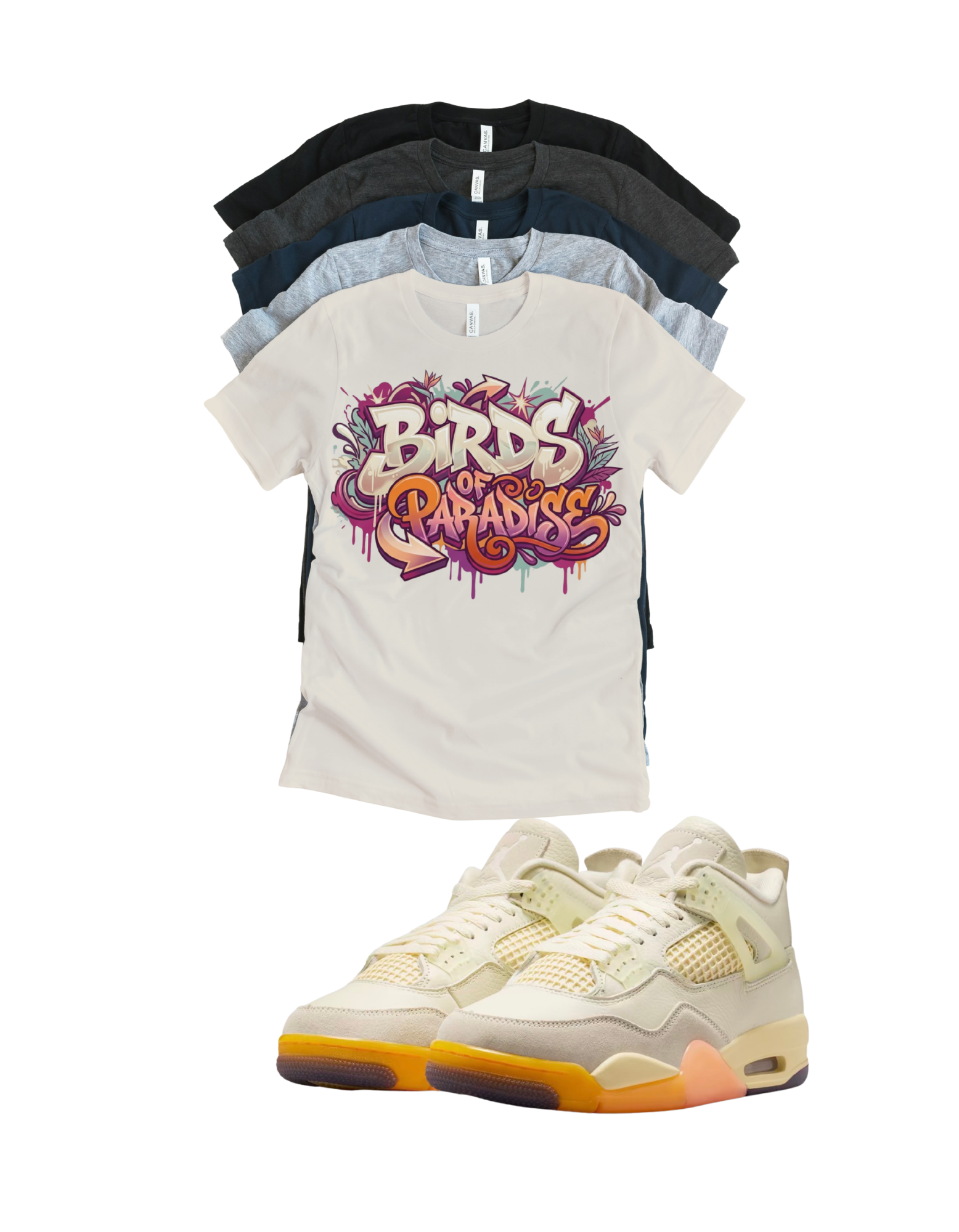 Jordan 4 Birds of Paradise Graffti matching T-shirt sneaker head tee