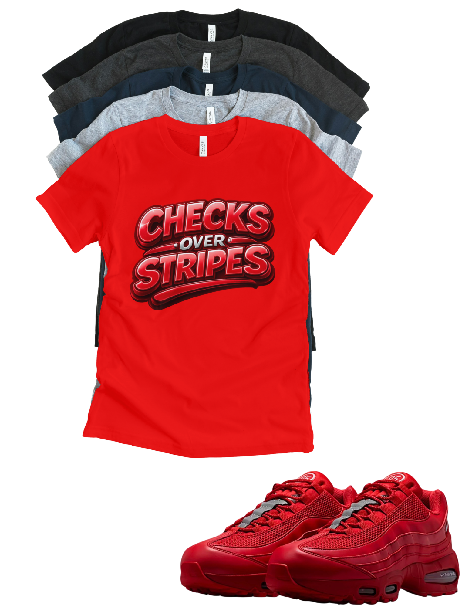Air Max 95 Checks over Stripes  Matching T-Shirt – Unisex Sneaker Tee