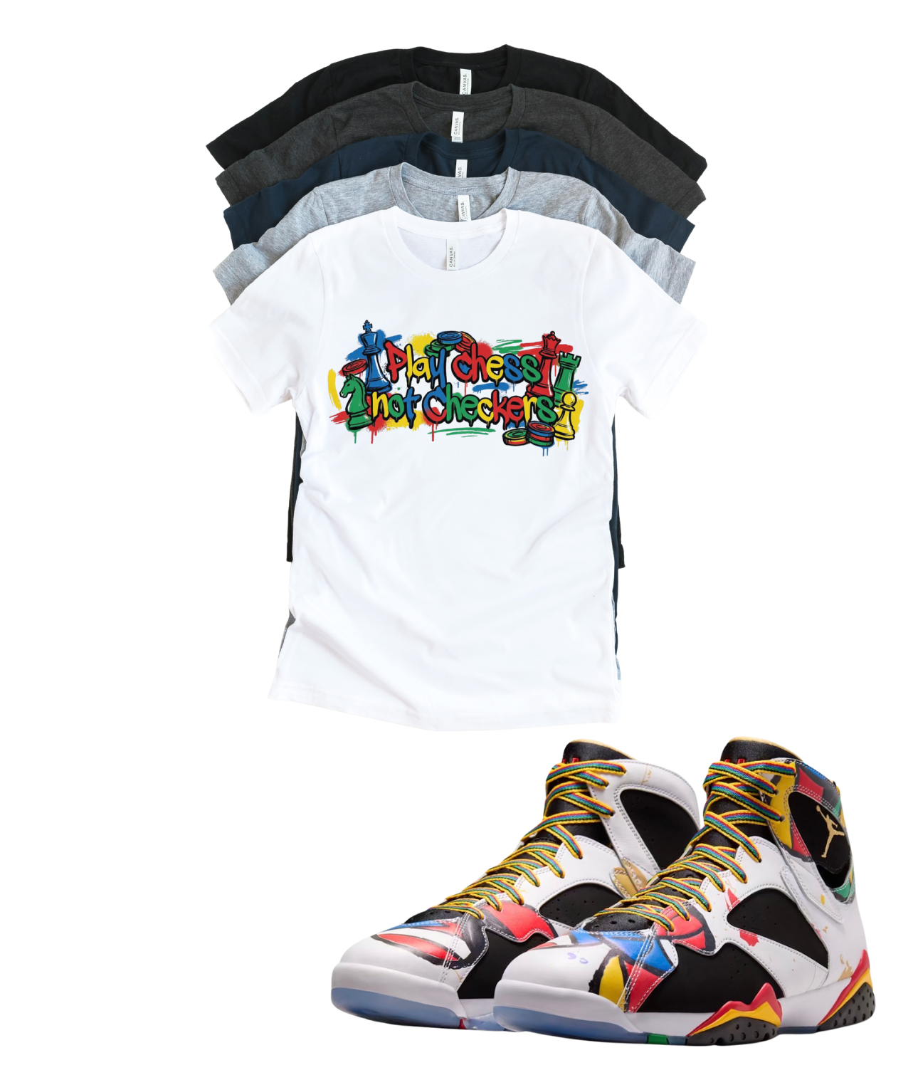Jordan 7 Miro Play Chess matching T-shirt sneaker head tee