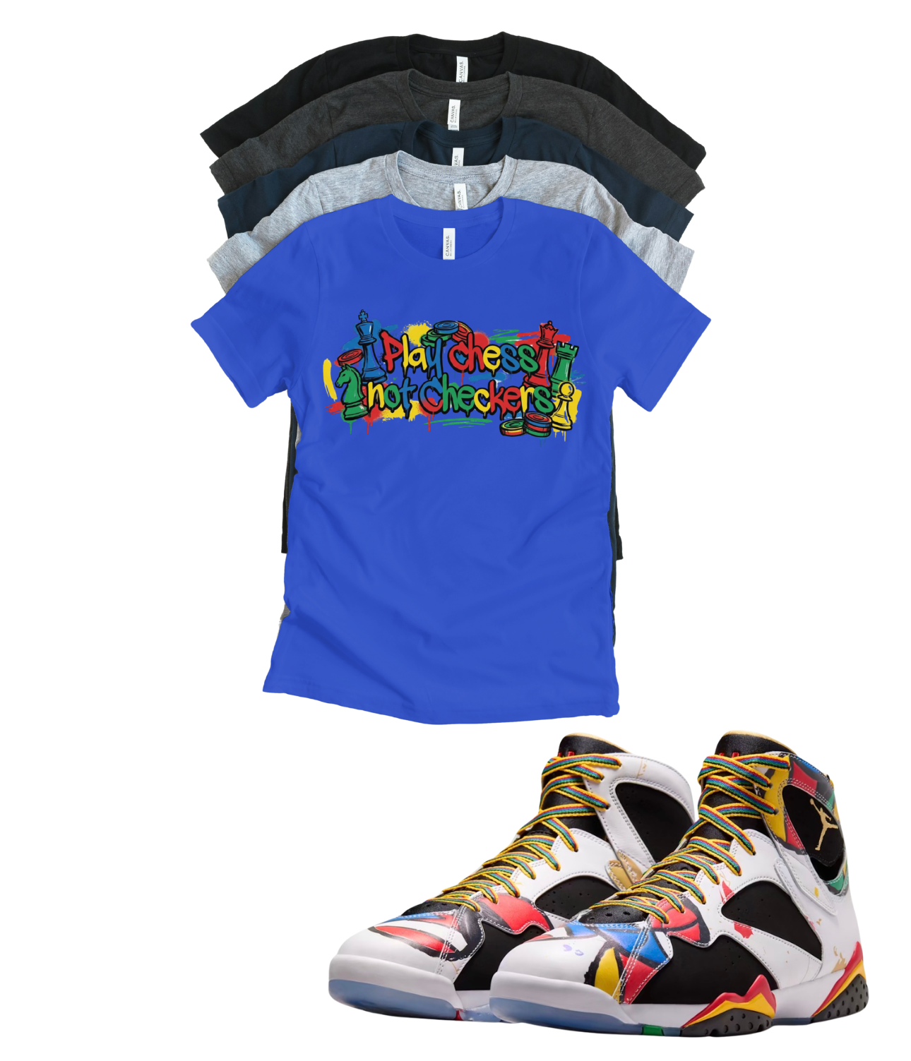 Jordan 7 Miro Play Chess matching T-shirt sneaker head tee