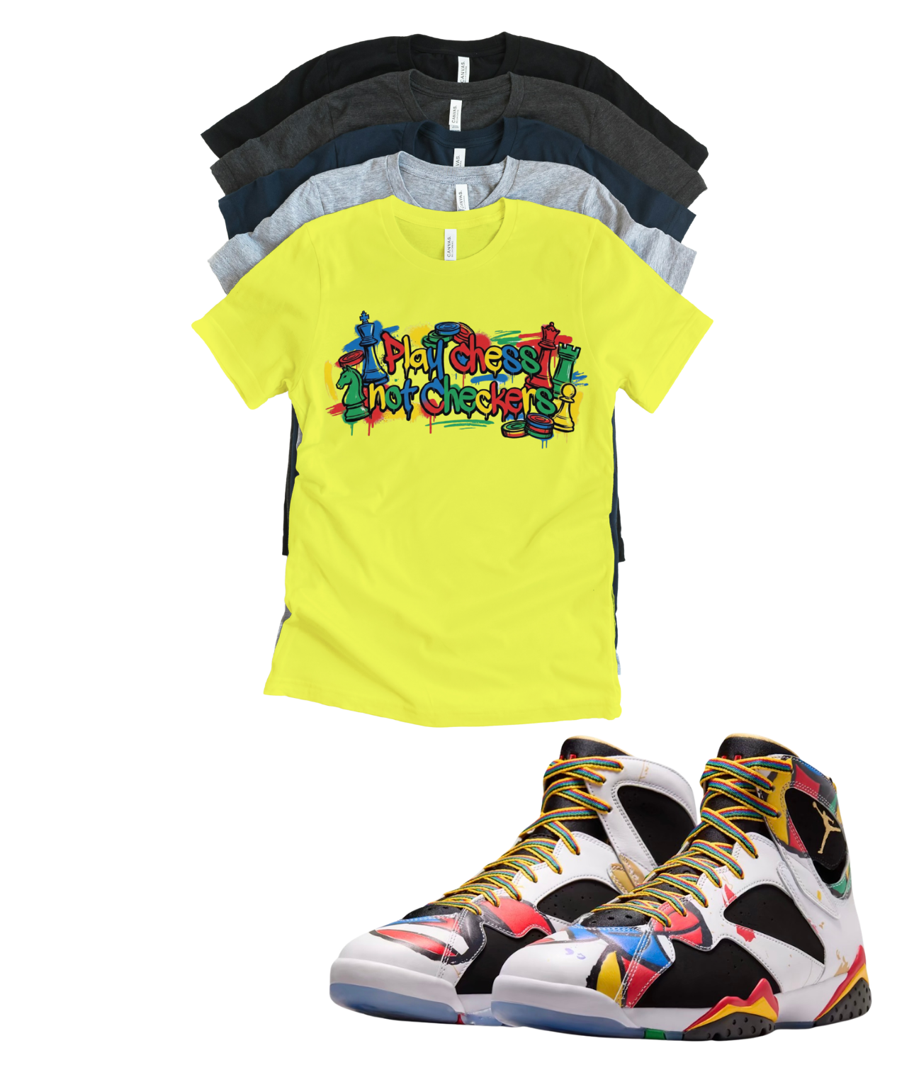 Jordan 7 Miro Play Chess matching T-shirt sneaker head tee