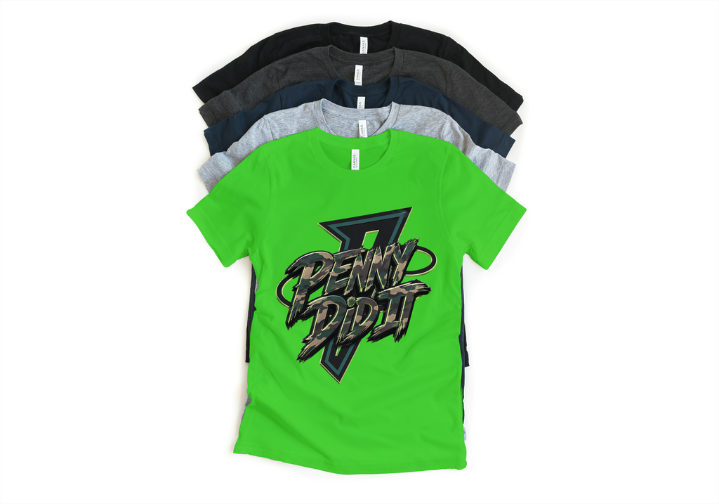 Penny Did It Unisex T-Shirt – Foamposite Green Camo Matching Sneaker Tee