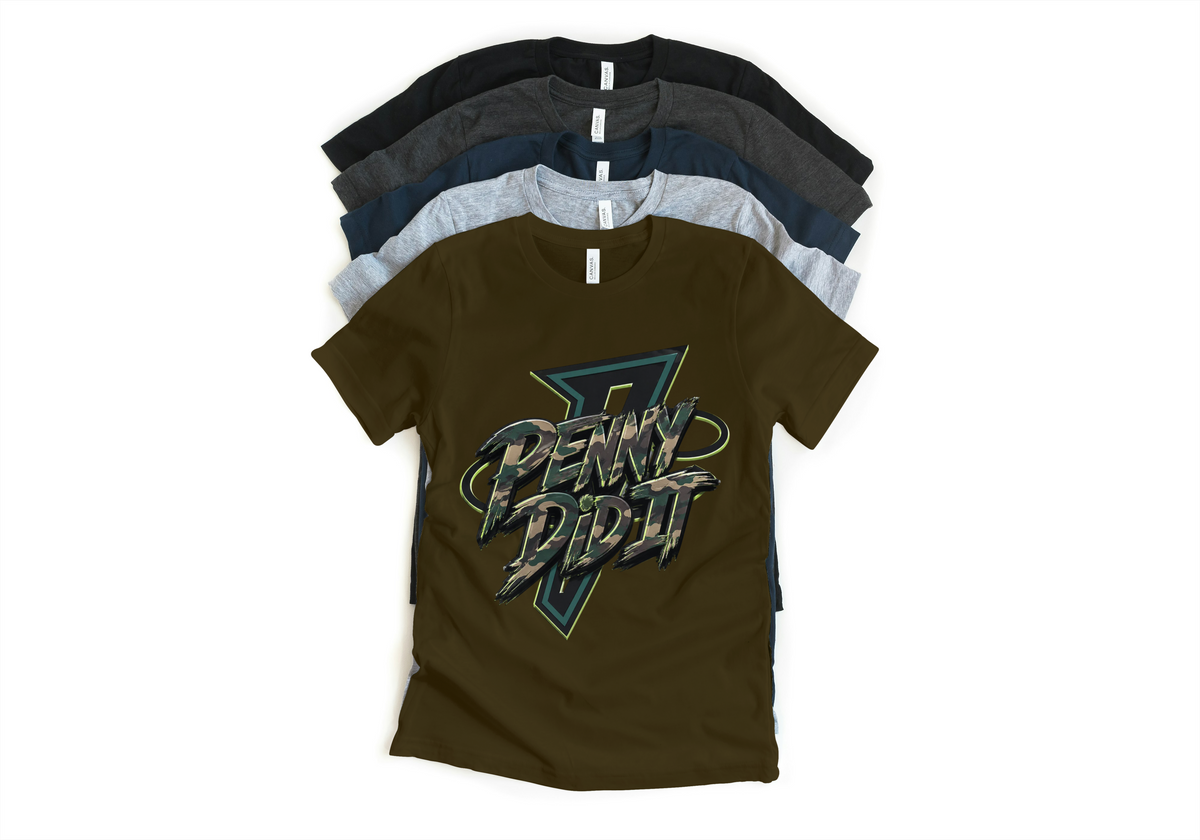Penny Did It Unisex T-Shirt – Foamposite Green Camo Matching Sneaker Tee