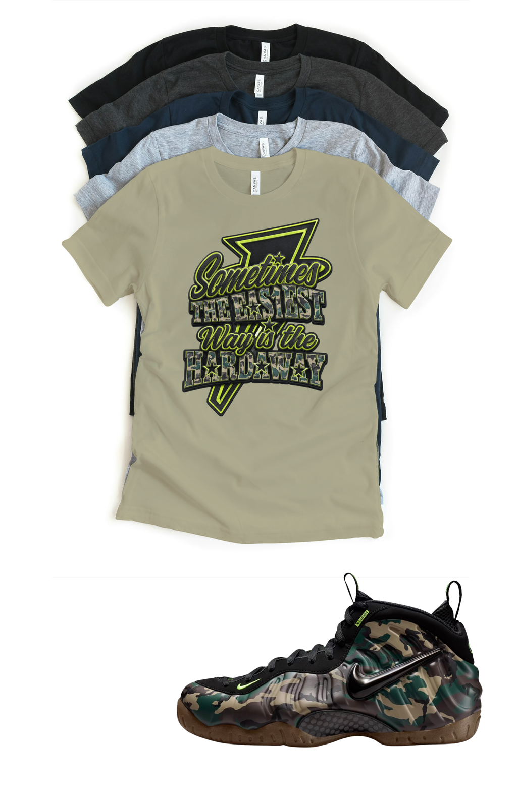 Penny Easiest Way Unisex T-Shirt – Foamposite Green Camo Matching Sneaker Tee