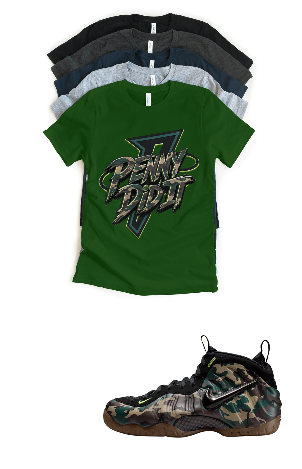Penny Did It Unisex T-Shirt – Foamposite Green Camo Matching Sneaker Tee
