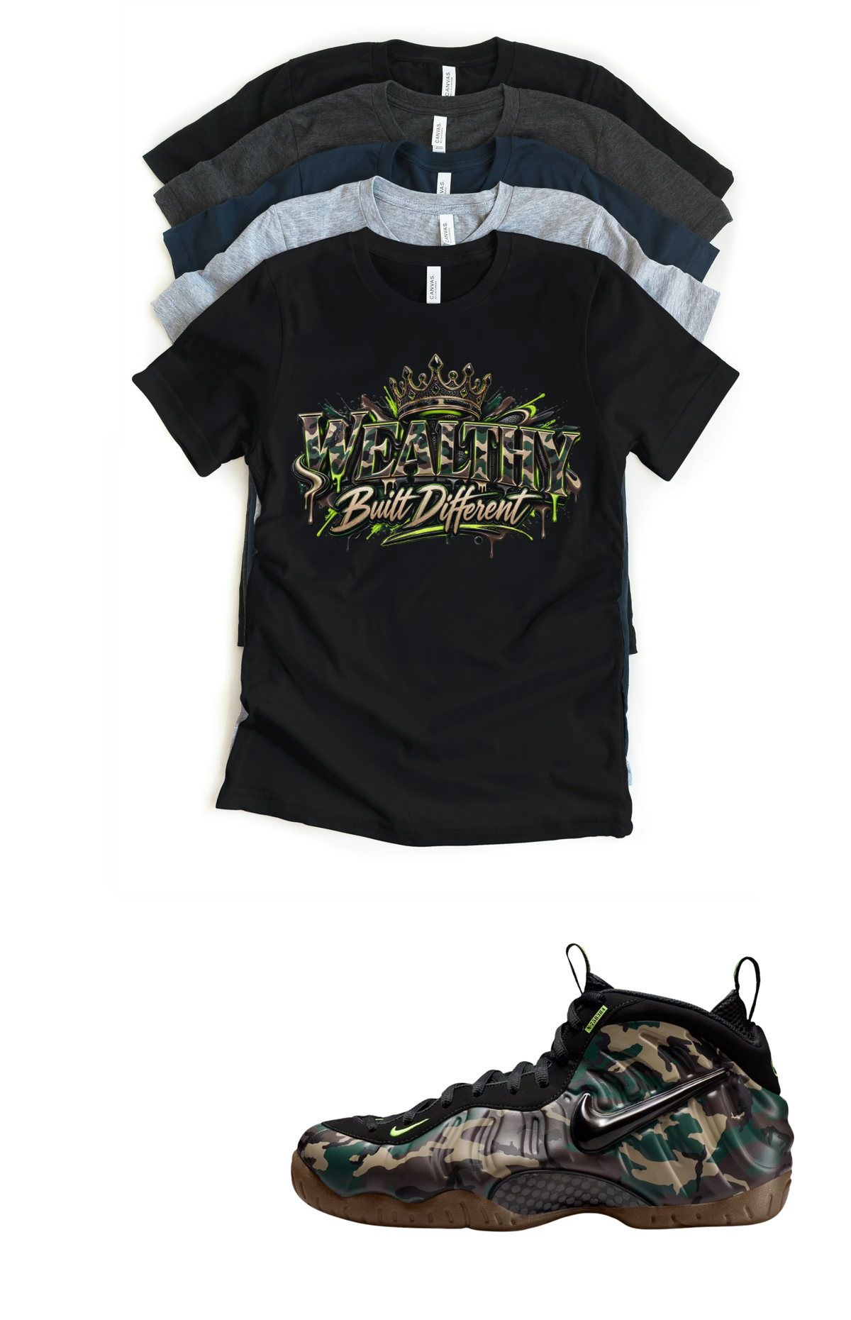 Penny Wealthy Unisex T-Shirt – Foamposite Green Camo Matching Sneaker Tee