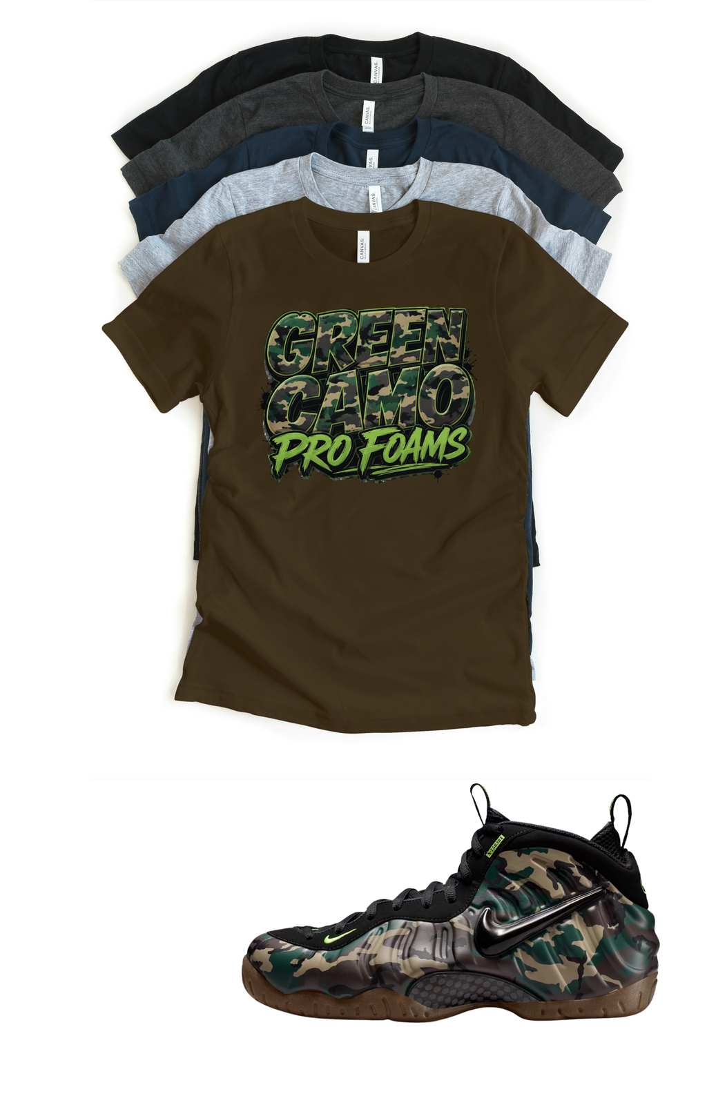 Pro Foams Penny Unisex T-Shirt – Foamposite Green Camo Matching Sneaker Tee