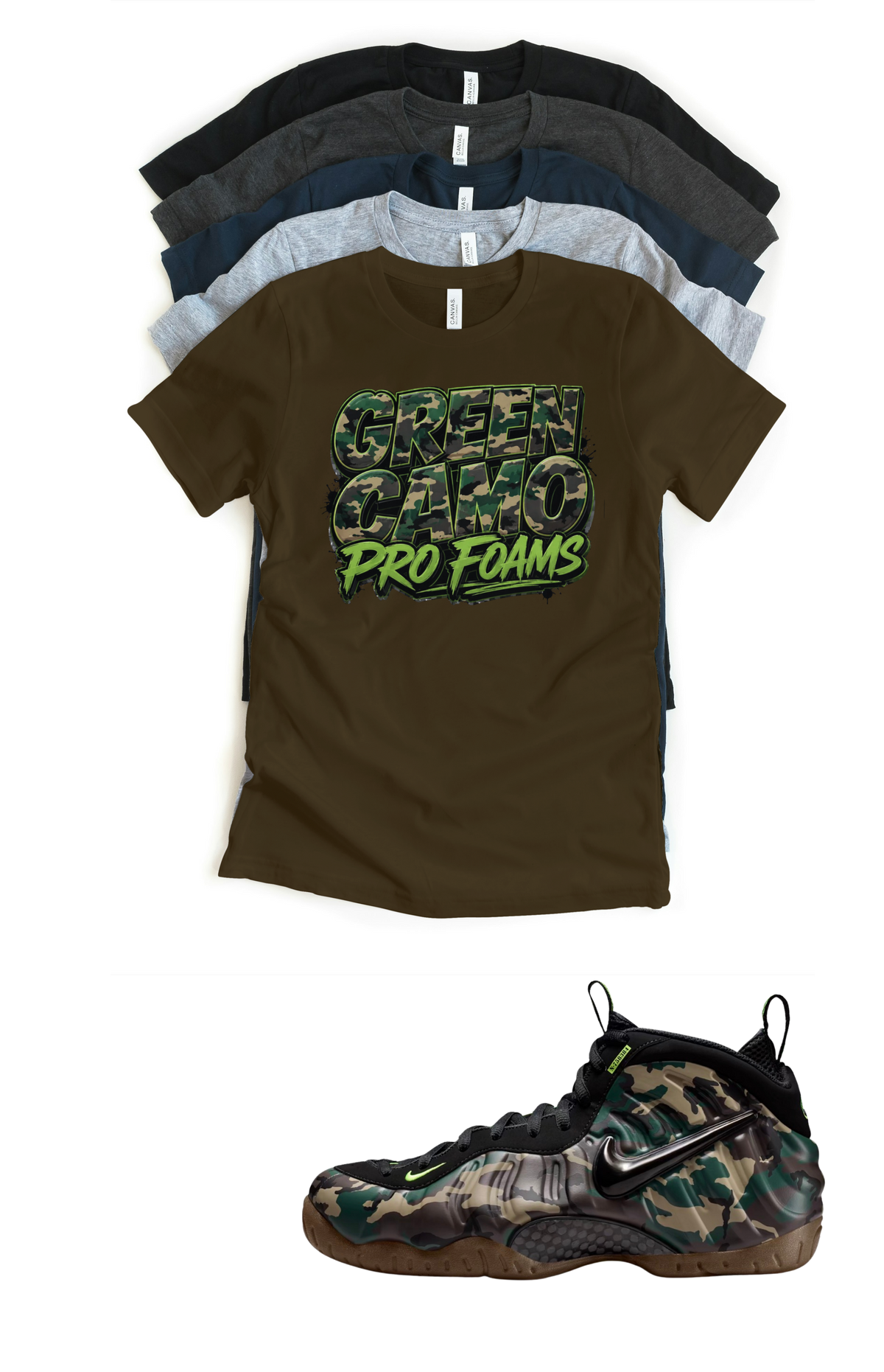 Pro Foams Penny Unisex T-Shirt – Foamposite Green Camo Matching Sneaker Tee