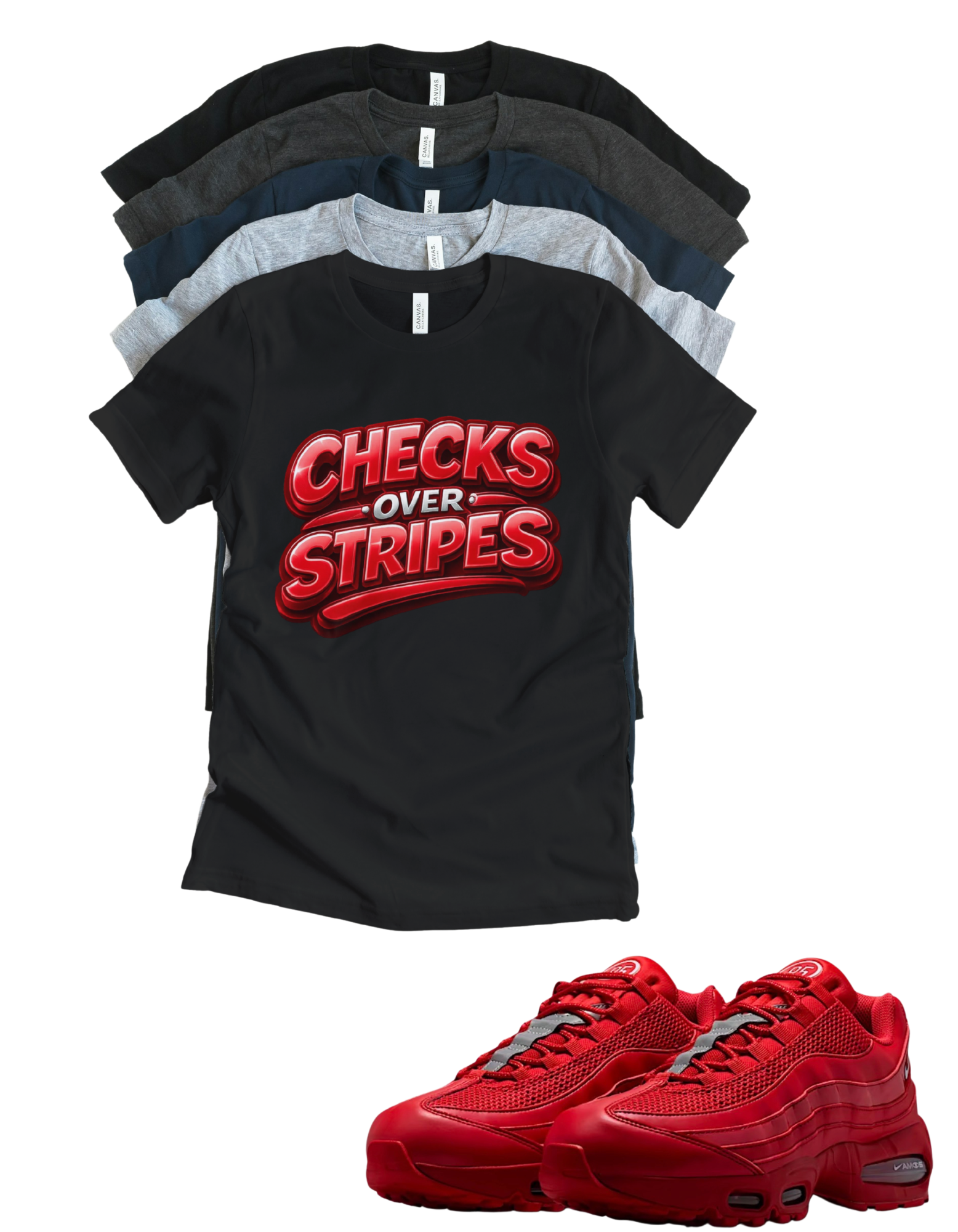 Air Max 95 Checks over Stripes  Matching T-Shirt – Unisex Sneaker Tee