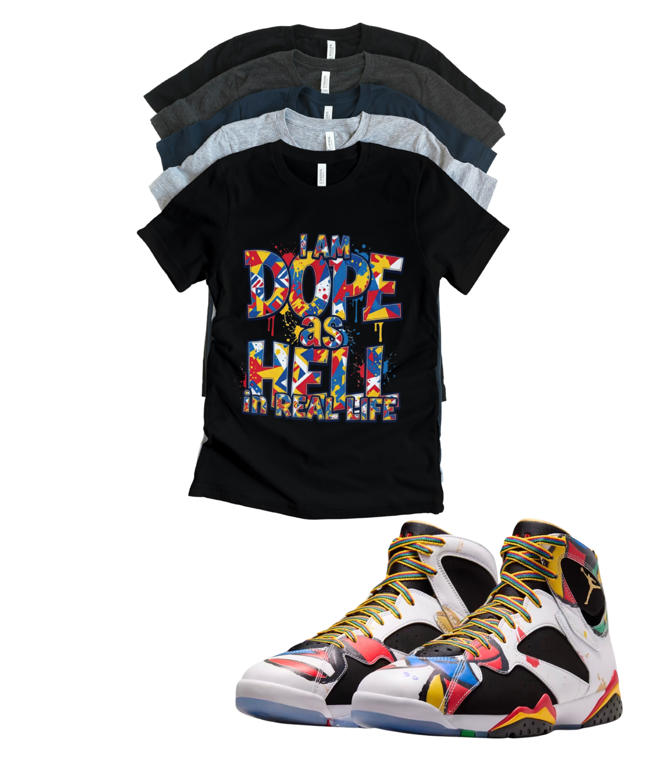 Jordan 7 Miro Dope As Hell matching T-shirt sneaker head tee