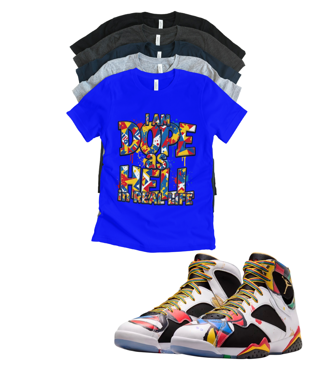 Jordan 7 Miro Dope As Hell matching T-shirt sneaker head tee