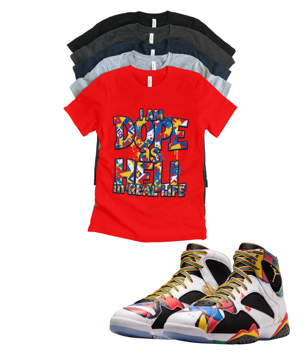 Jordan 7 Miro Dope As Hell matching T-shirt sneaker head tee