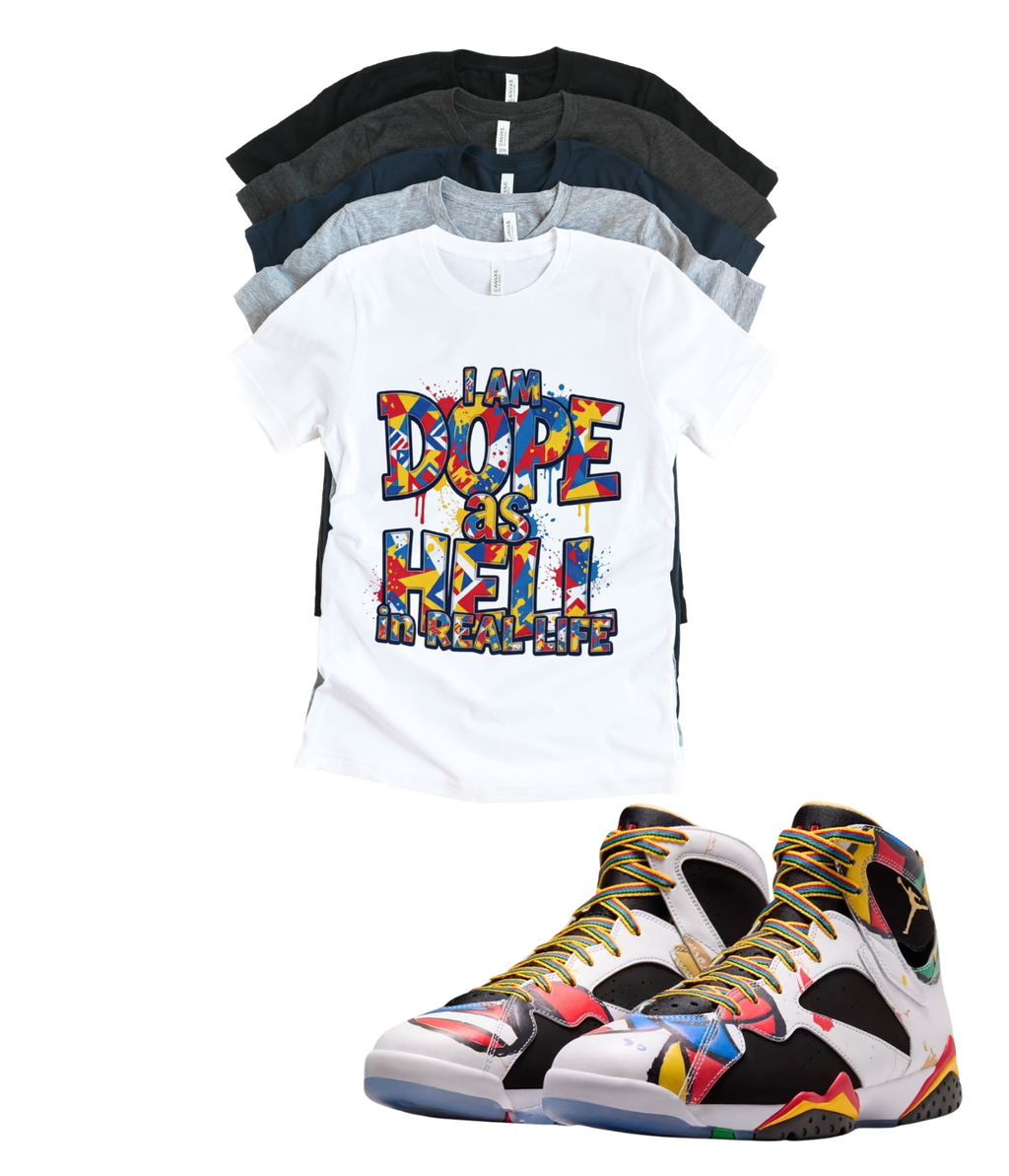 Jordan 7 Miro Dope As Hell matching T-shirt sneaker head tee
