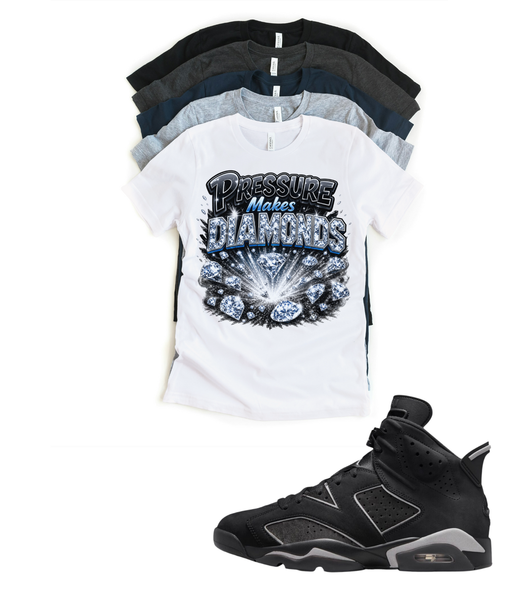 Jordan 6 Pressure Makes Diamonds Cap and Gown Matching T-Shirt – Black & Light Grey Sneaker Match Tee – Jordan 6 Outfit Shirt – Unisex Streetwear (Copy)