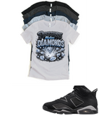 Jordan 6 Pressure Makes Diamonds Cap and Gown Matching T-Shirt – Black & Light Grey Sneaker Match Tee – Jordan 6 Outfit Shirt – Unisex Streetwear (Copy)