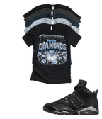 Jordan 6 Pressure Makes Diamonds Cap and Gown Matching T-Shirt – Black & Light Grey Sneaker Match Tee – Jordan 6 Outfit Shirt – Unisex Streetwear (Copy)