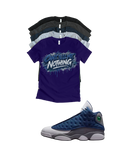 Custom Printed Shirt To Match Jordan 13 Navy and Flint Grey Sneaker Can't Tell Me Nothing Tee