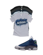 Custom Printed Shirt To Match Jordan 13 Navy and Flint Grey Sneaker Can't Tell Me Nothing Tee