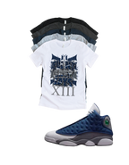 Custom Printed Shirt To Match Jordan 13 Navy and Flint Grey Sneaker Tee