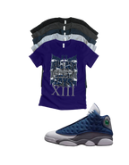Custom Printed Shirt To Match Jordan 13 Navy and Flint Grey Sneaker Tee