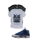Custom Printed Shirt To Match Jordan 13 Navy and Flint Grey Sneaker Tee