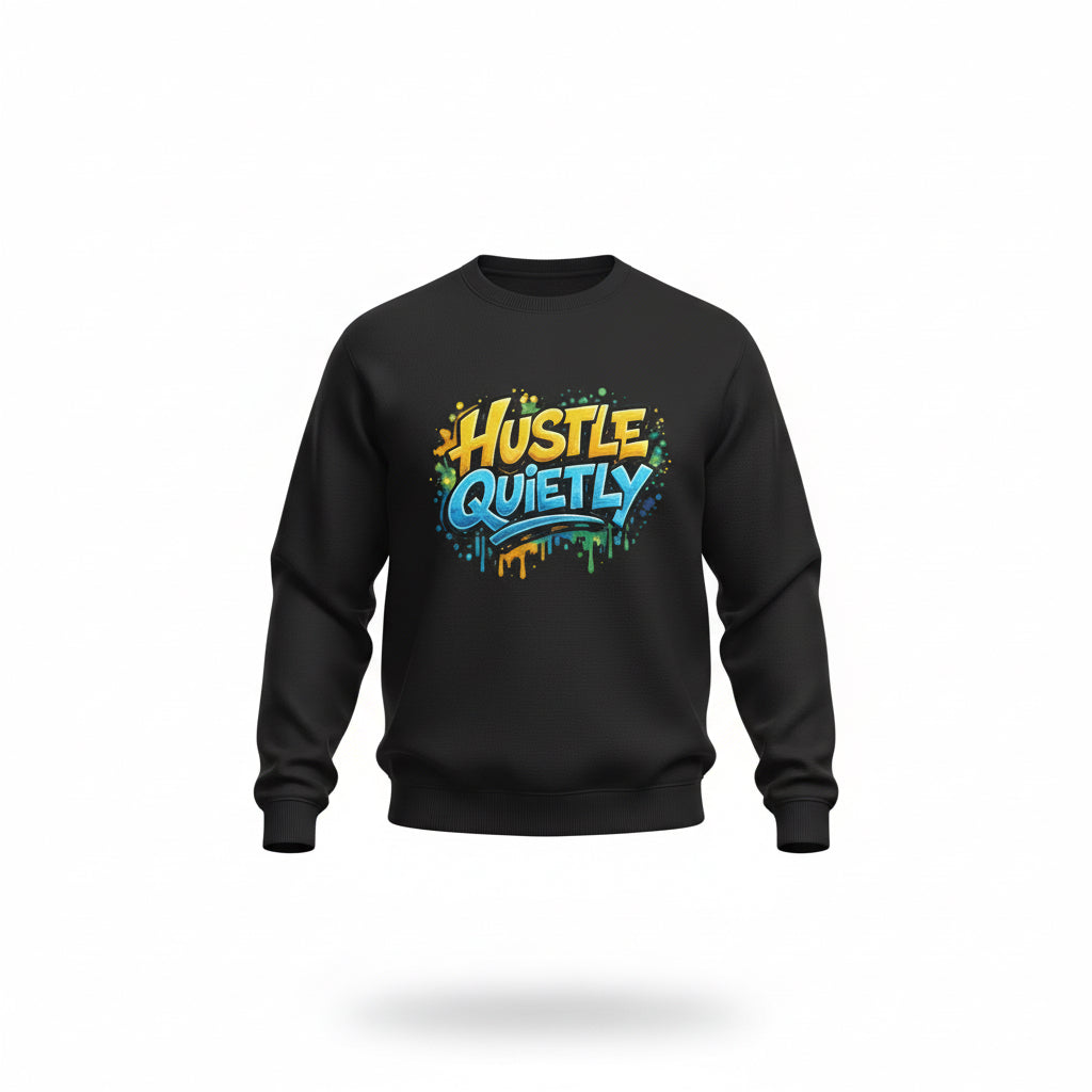 Hustle Quietly Graphic Sweatshirt – Motivational Streetwear