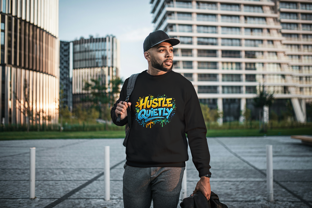 Hustle Quietly Graphic Sweatshirt – Motivational Streetwear