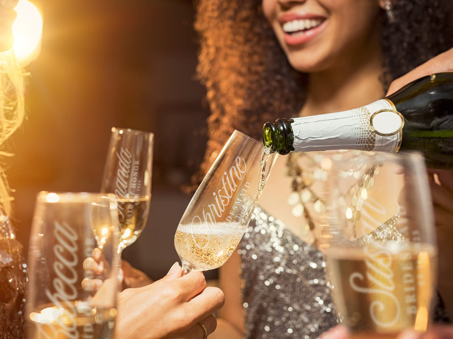 Engraved Crystal Claire Champagne Flutes – Set of 2