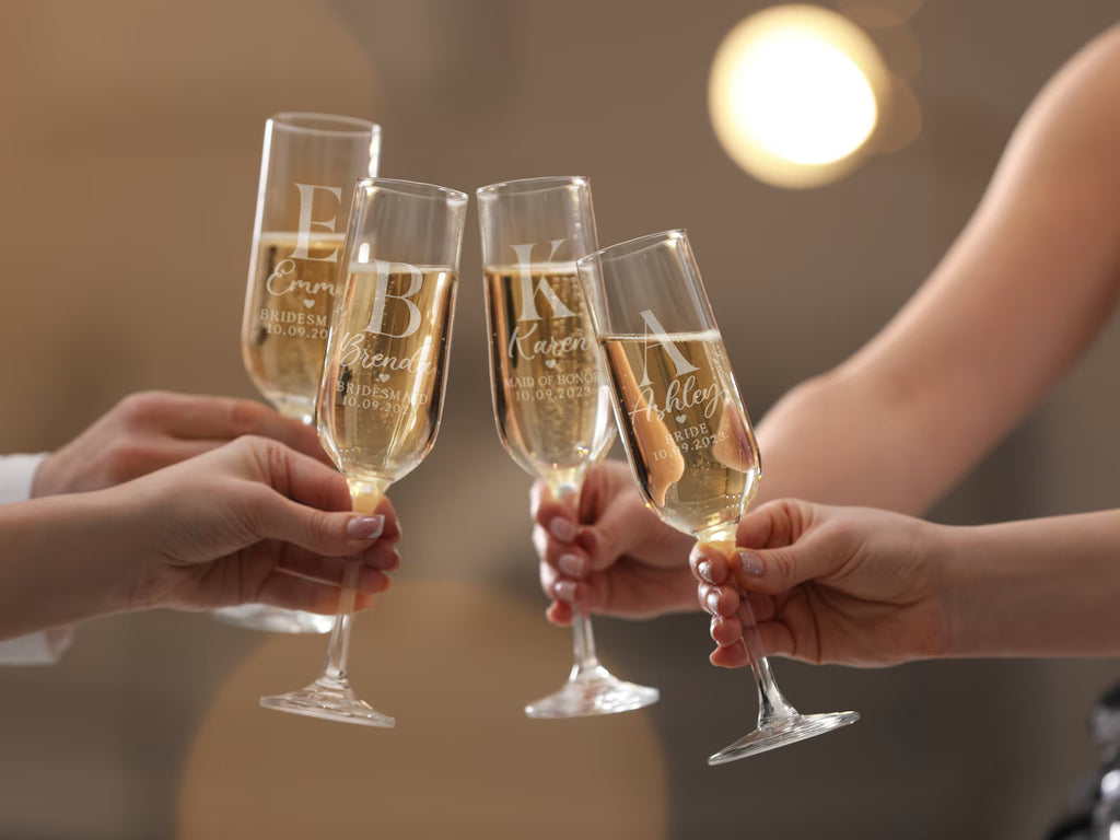 Engraved Crystal Claire Champagne Flutes – Set of 2