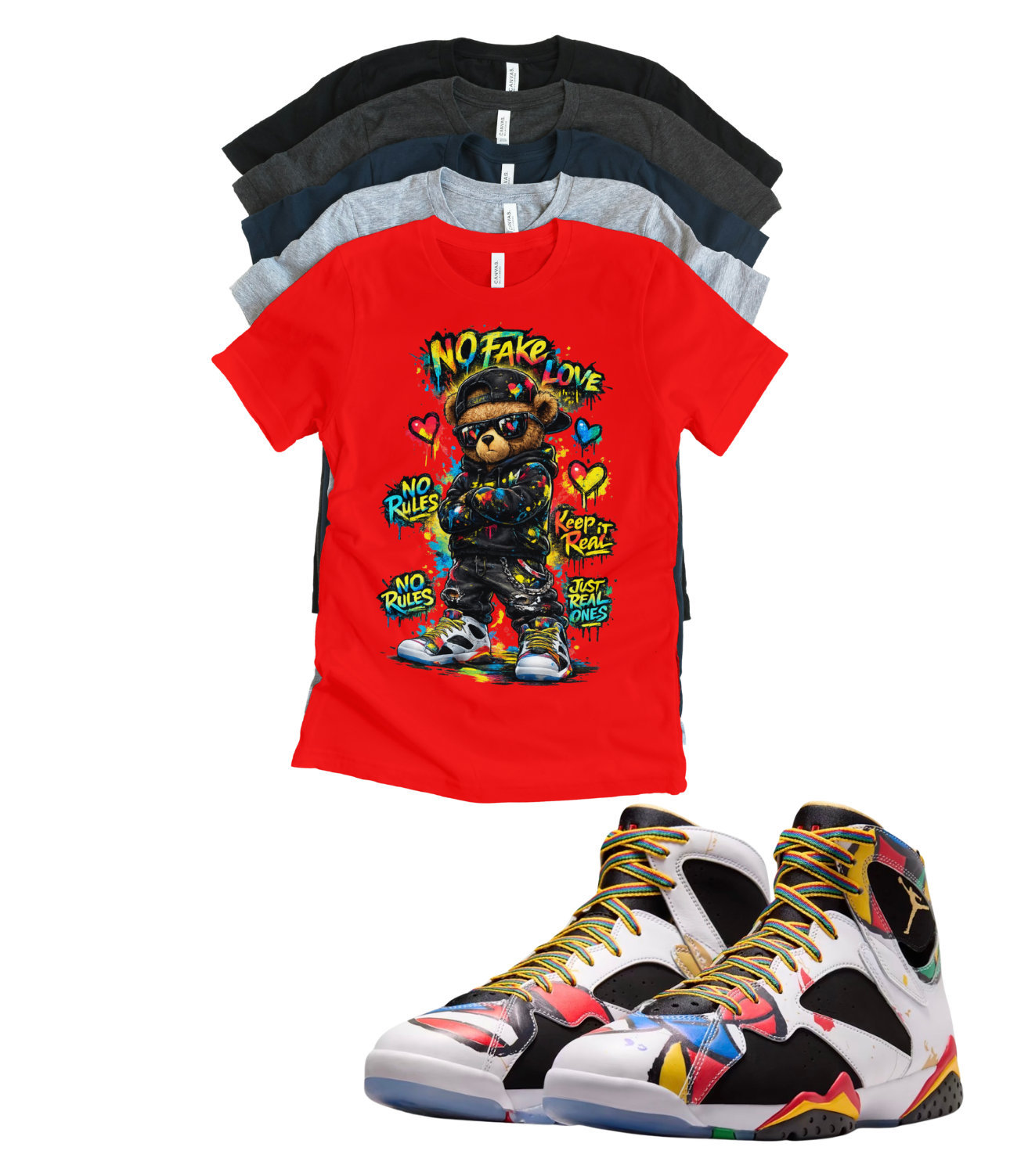 Jordan 7 Miro No Rules matching T-shirt sneaker head tee