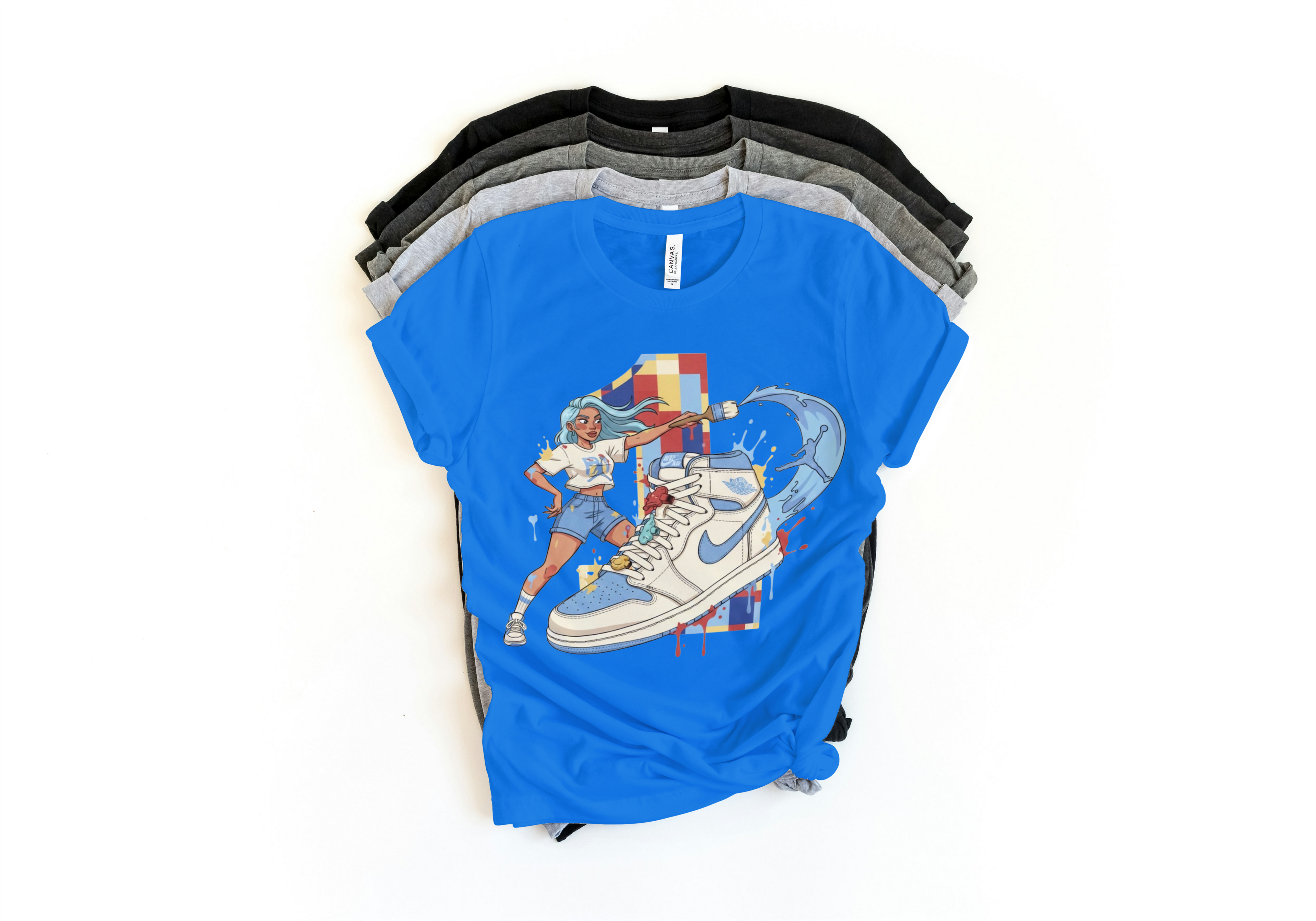 Jordan 1 High OG WMNS “Psychic Blue” Sneaker Match T-Shirt