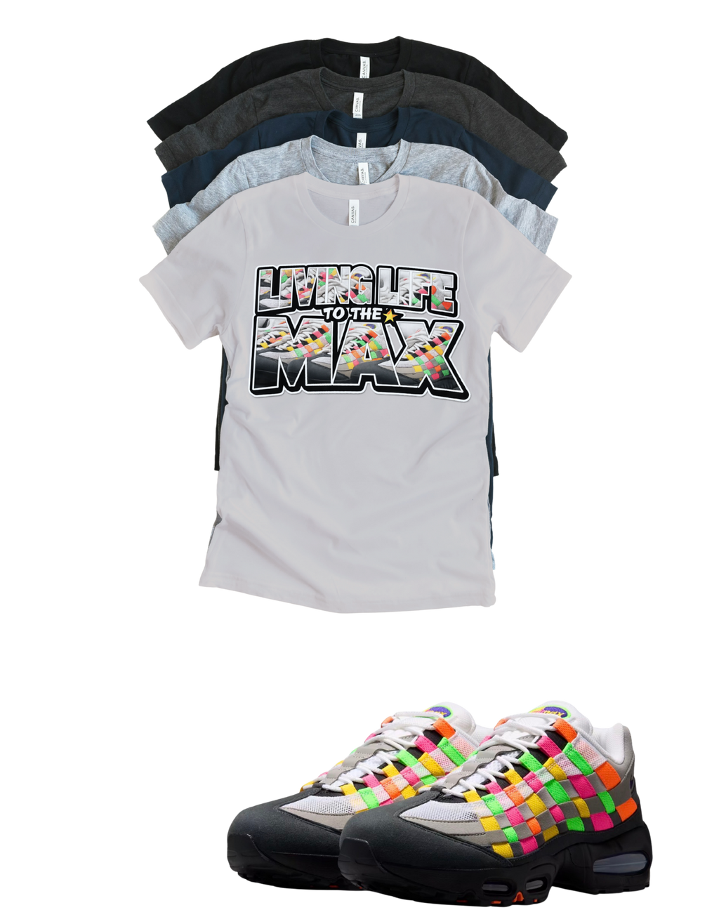 OG MAX Big Bubble Max 95 Woven Multi-colorway T-Shirt – Unisex Sneaker Tee