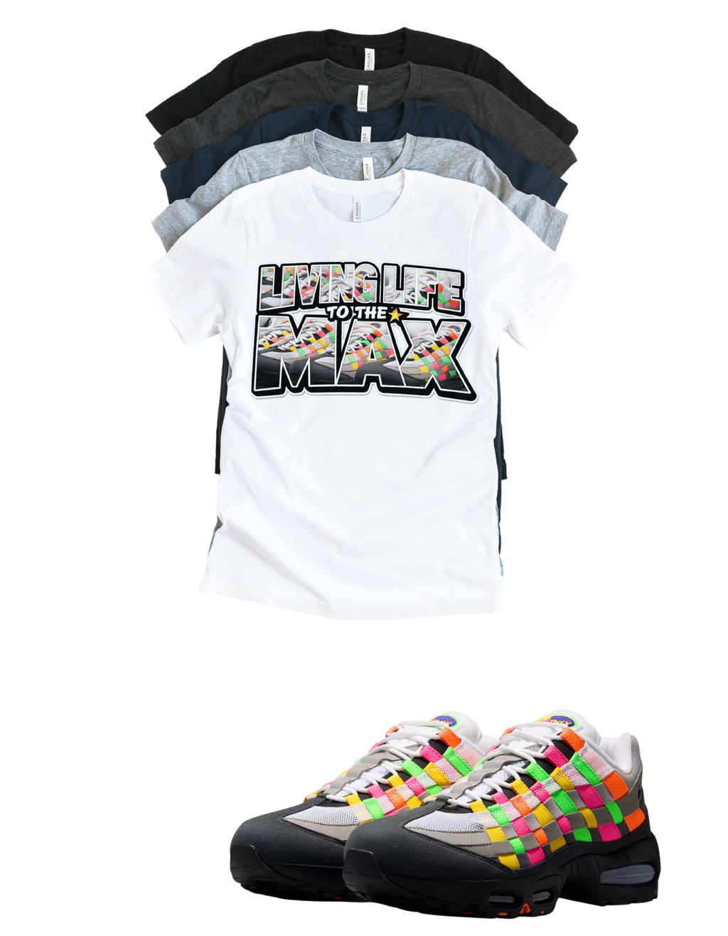OG MAX Big Bubble Max 95 Woven Multi-colorway T-Shirt – Unisex Sneaker Tee