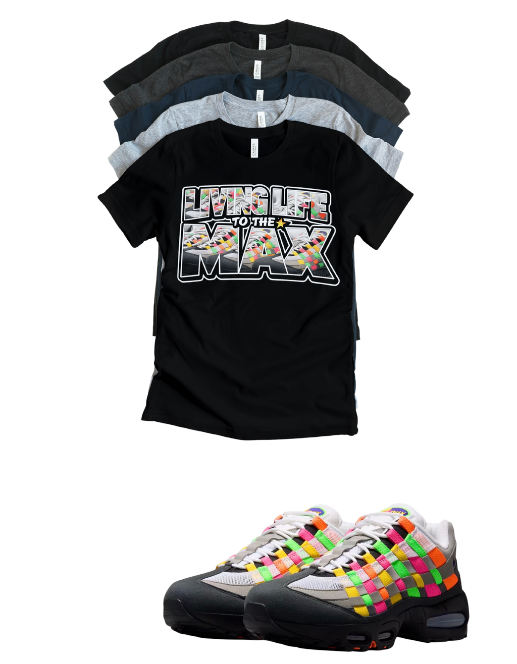 OG MAX Big Bubble Max 95 Woven Multi-colorway T-Shirt – Unisex Sneaker Tee