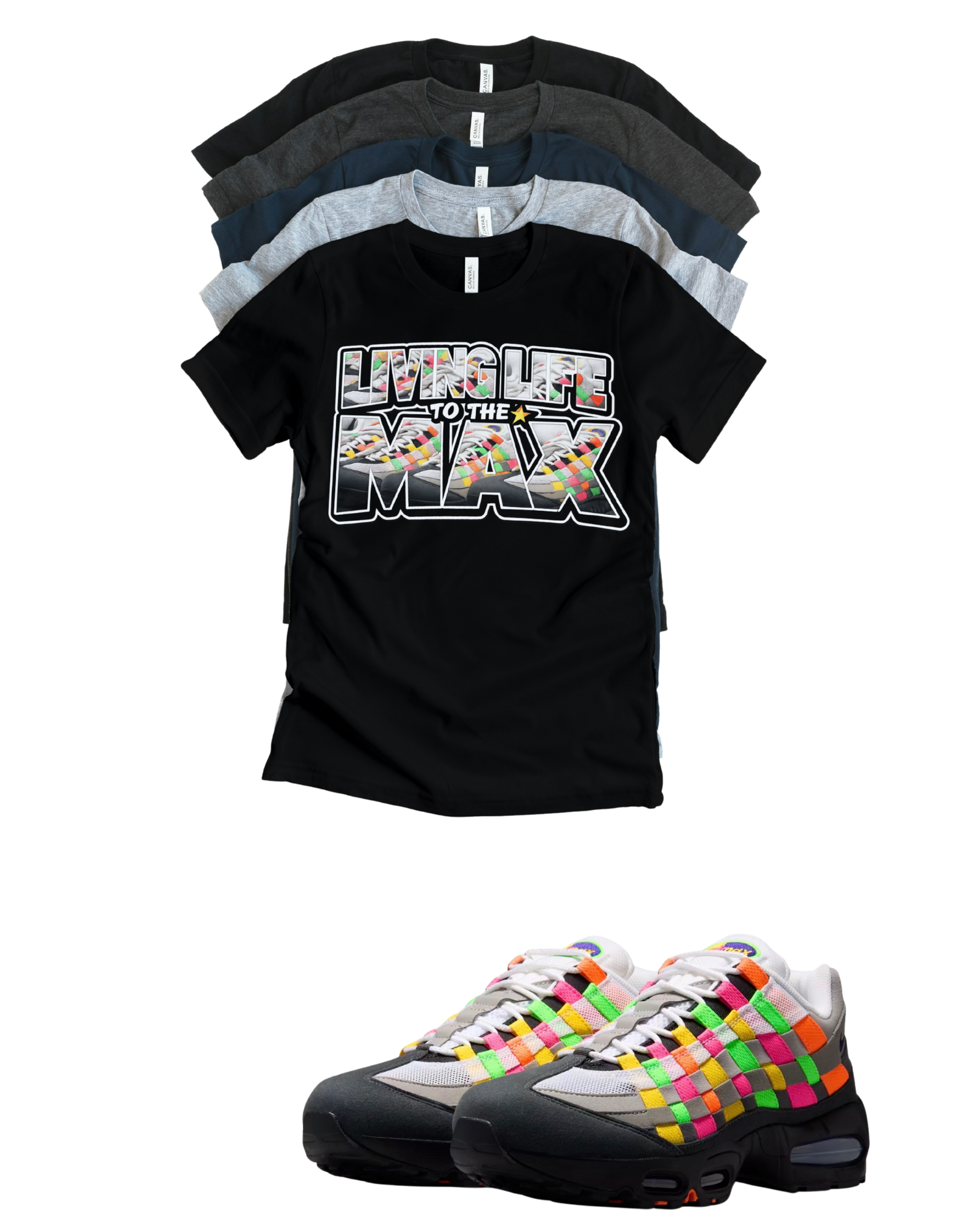 OG MAX Big Bubble Max 95 Woven Multi-colorway T-Shirt – Unisex Sneaker Tee