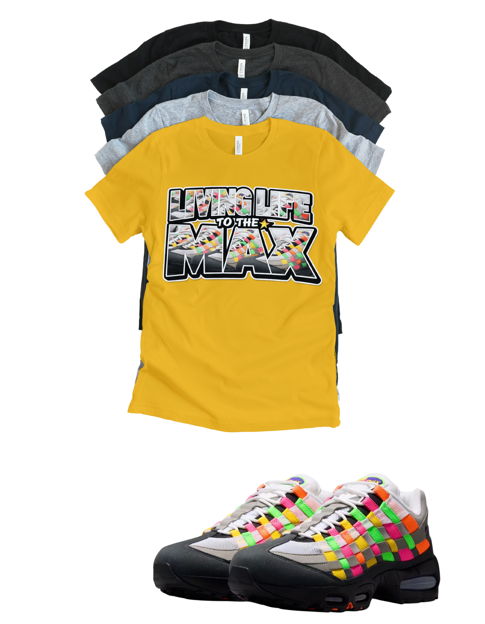OG MAX Big Bubble Max 95 Woven Multi-colorway T-Shirt – Unisex Sneaker Tee