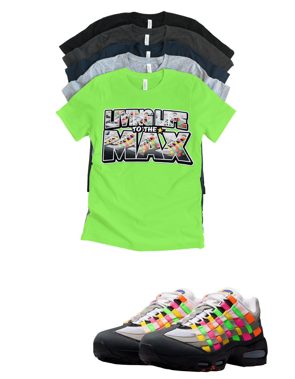 OG MAX Big Bubble Max 95 Woven Multi-colorway T-Shirt – Unisex Sneaker Tee