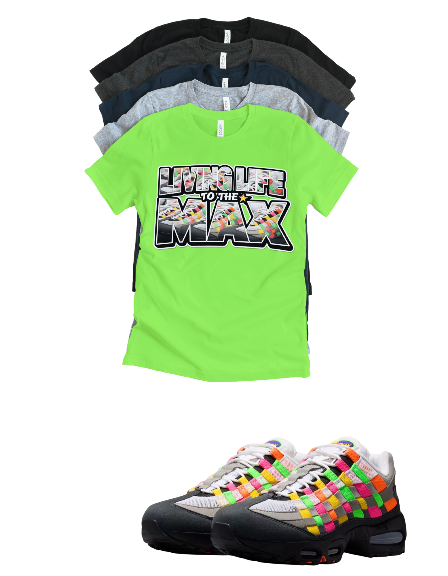 OG MAX Big Bubble Max 95 Woven Multi-colorway T-Shirt – Unisex Sneaker Tee