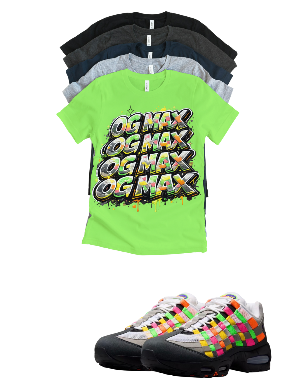 OG MAX Big Bubble Max 95 Woven Multi-colorway T-Shirt – Unisex Sneaker Tee