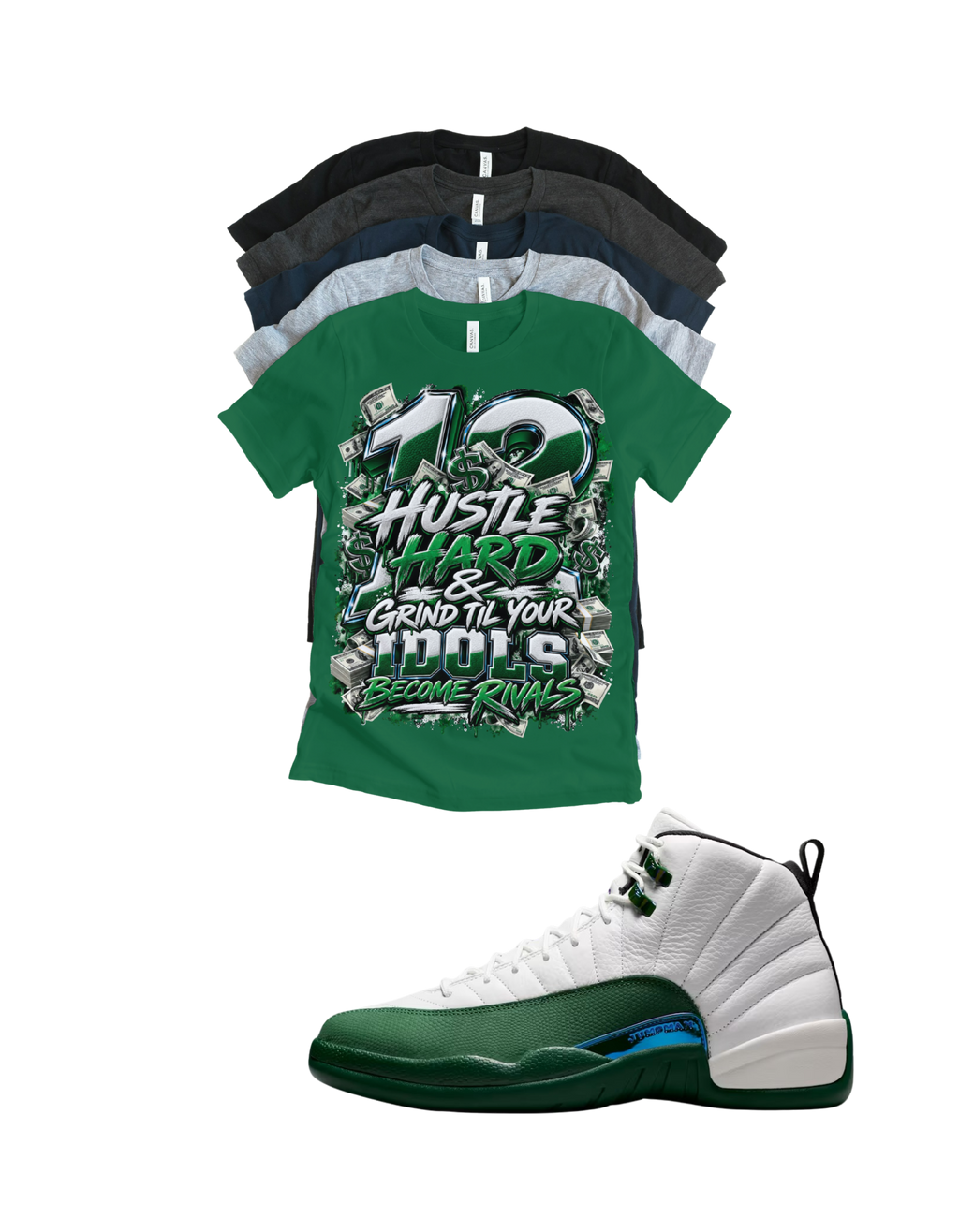 Shirt to match Jordan 12 summit white gorge green Retro AJ12 idols become rival