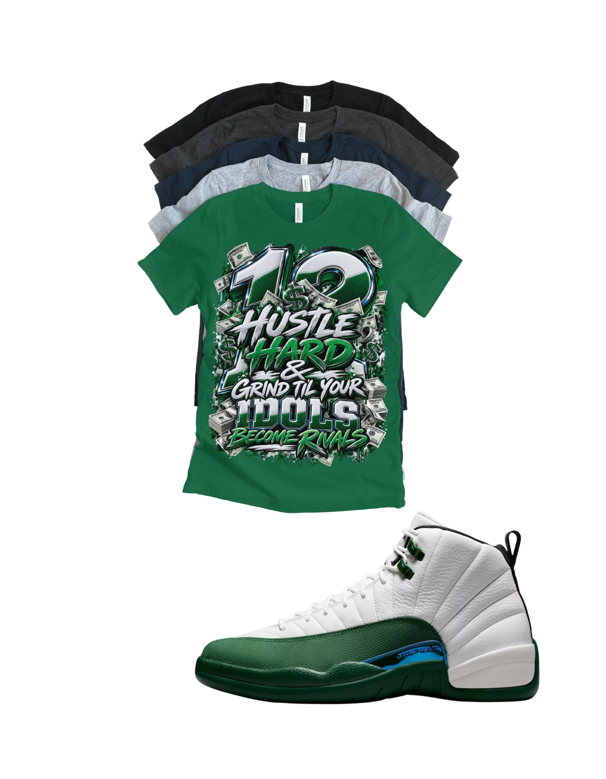 Shirt to match Jordan 12 summit white gorge green Retro AJ12 idols become rival
