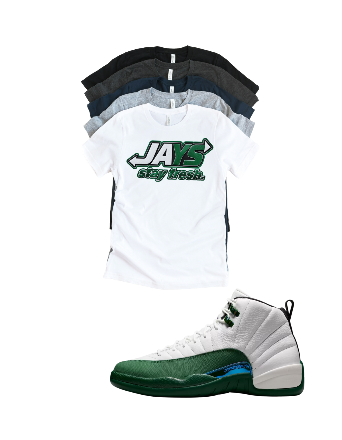 Shirt to match Jordan 12 summit white gorge green Retro AJ12 idols become rival Jays tee