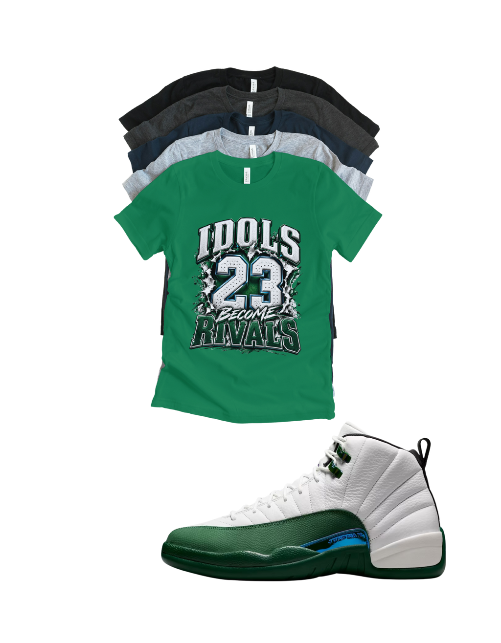 Shirt to match Jordan 12 summit white gorge green Retro AJ12 idols become rival 23