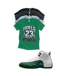 Shirt to match Jordan 12 summit white gorge green Retro AJ12 idols become rival 23