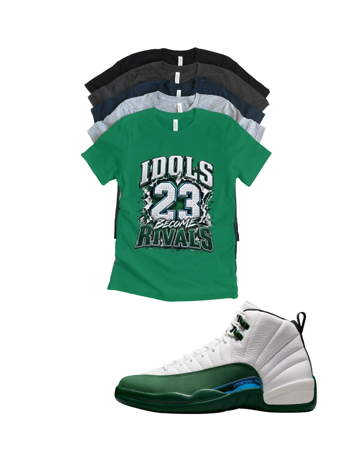 Shirt to match Jordan 12 summit white gorge green Retro AJ12 idols become rival 23