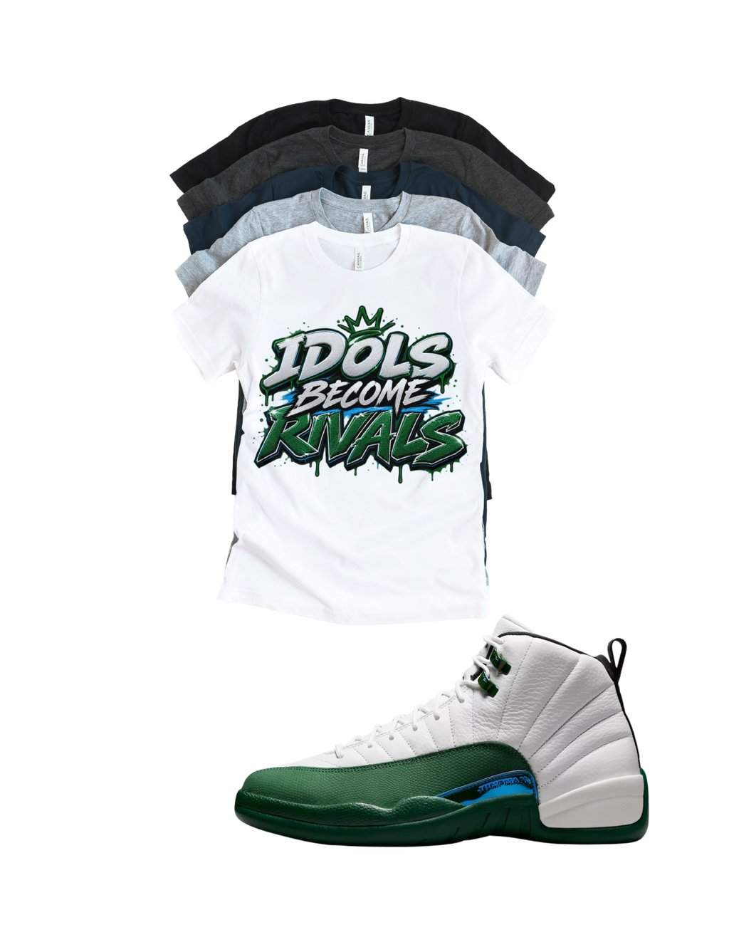 Shirt to match Jordan 12 summit white gorge green Retro AJ12 idols become rival crown tee